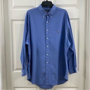 Ralph Lauren Yarmouth Pinpoint Oxford Button Down Shirt Blue Size 17.5-34